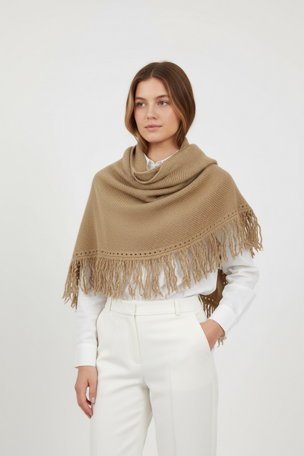 Poncho - fleco largo