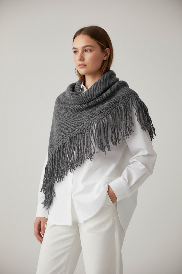 Poncho - fleco largo