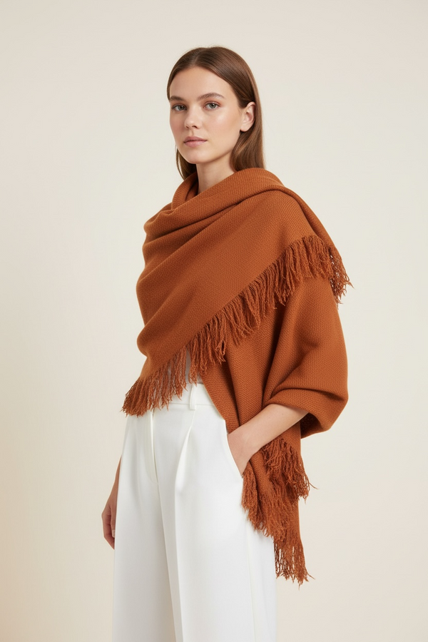 Poncho - fleco corto