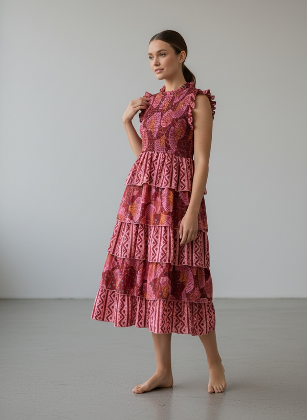 Vestido Boho Étnico Volantes Tierra