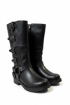 Botas “track” Altas Estilo Motero con Múltiples Hebillas