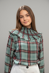 Blusa Greta de cuadros con volante