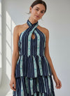 Vestido midi capas rayas azul con tirantes multiposición