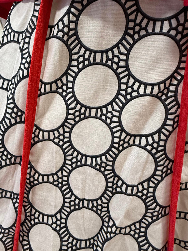 Falda Maxi Círculos con Ribete Rojo