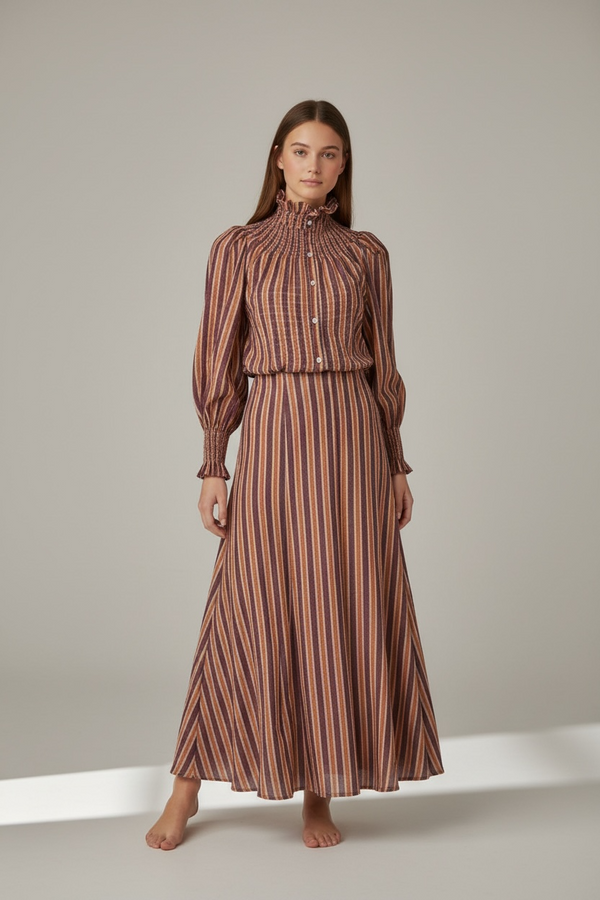 Conjunto “Eternity” de Blusa y Falda Larga a Rayas