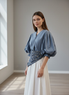 Blusa de Manga Globo con Escote en V