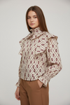 Blusa con fruncido y Volantes Estampada Ikat