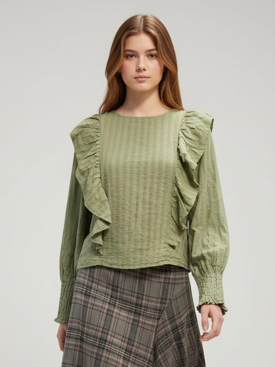 Blusa “Aria” con vuelo y volantes