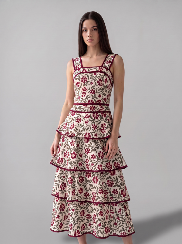 Vestido estampado de volantes