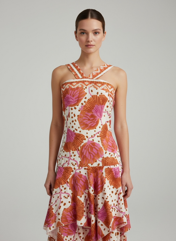 Vestido estampado con escote cruzado