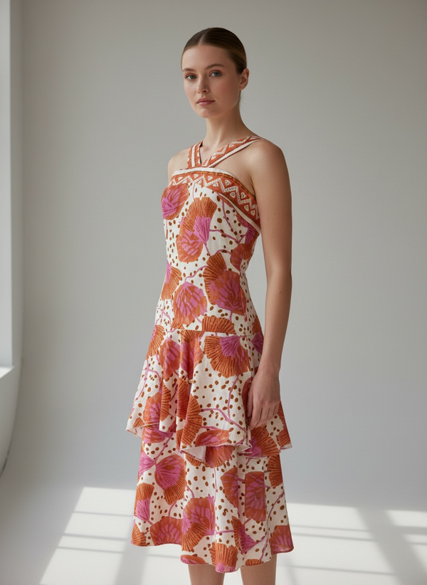 Vestido estampado con escote cruzado