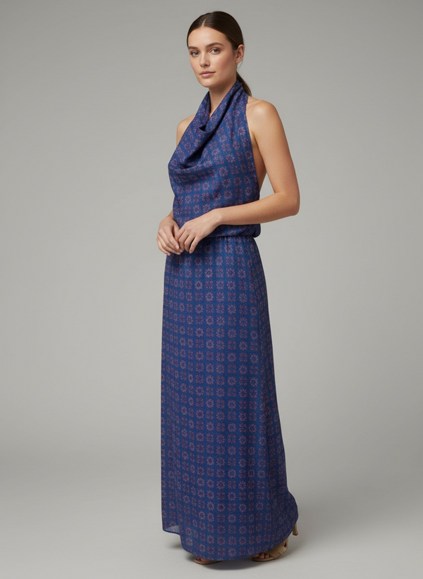 Vestido Halter Fluido Estampado Mosaic