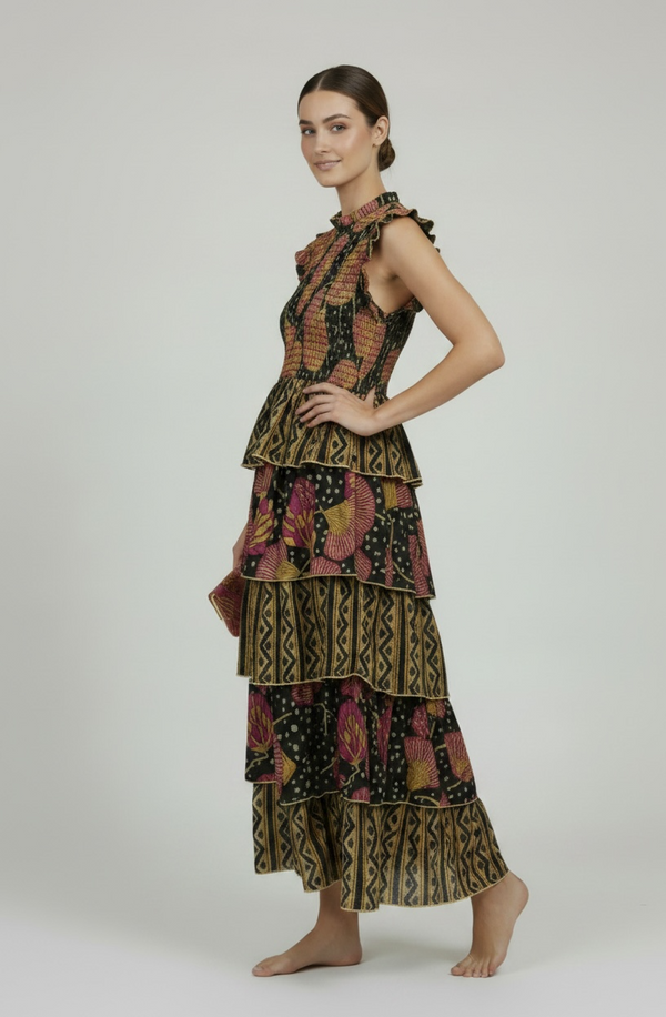 Vestido Boho Étnico Volantes Tierra