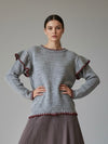 Jersey de Punto con Volantes en Hombros y Ribete
