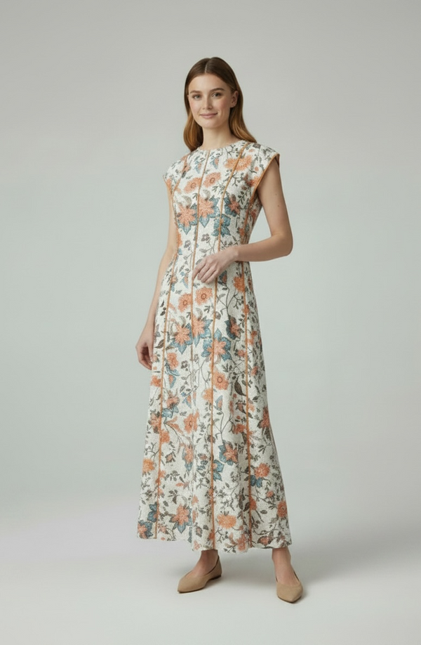 Vestido Diseño Floral Corte Estructurado