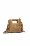 Bolso boho mini en piel con flecos