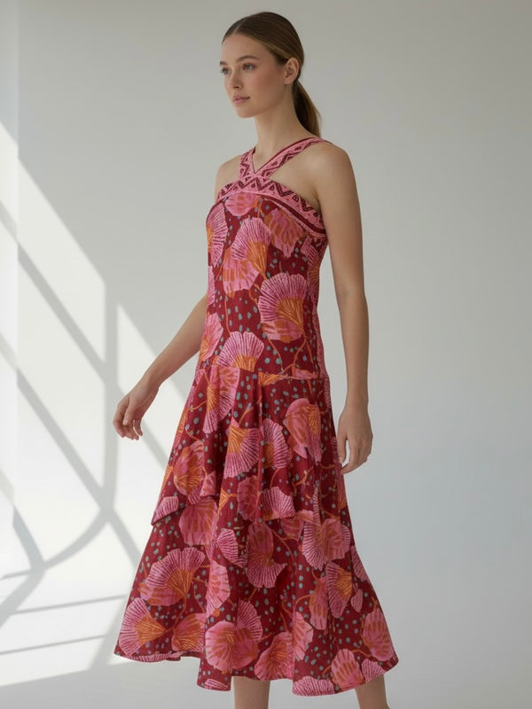 Vestido estampado con escote cruzado