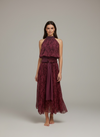 Vestido largo con lazada en cintura