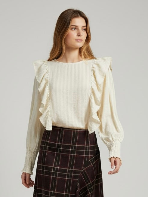 Blusa “Aria” con vuelo y volantes