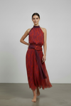 Vestido largo con lazada en cintura