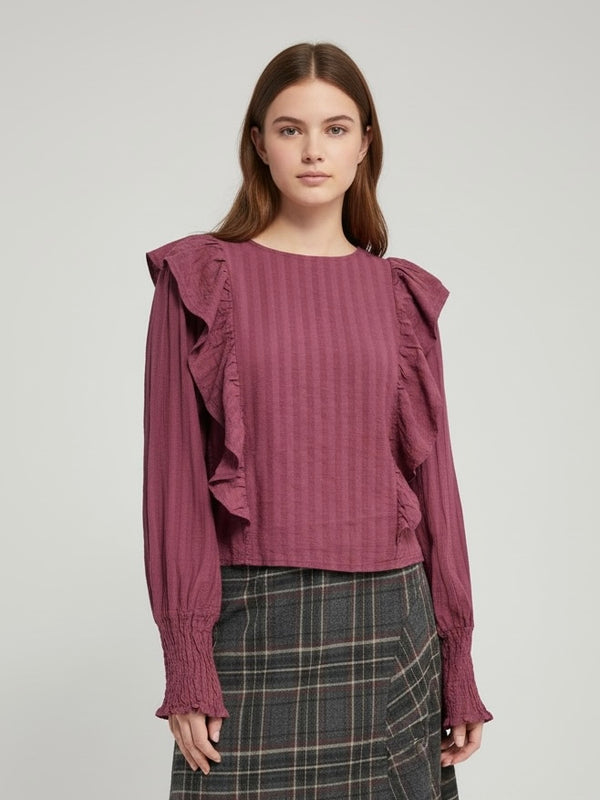 Blusa “Aria” con vuelo y volantes