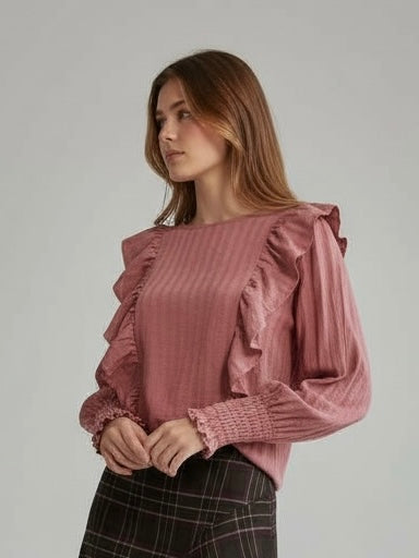 Blusa “Aria” con vuelo y volantes