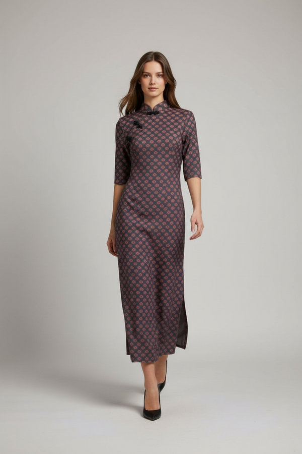 Vestido “Hanoi” de inspiración Oriental con Estampado Floral