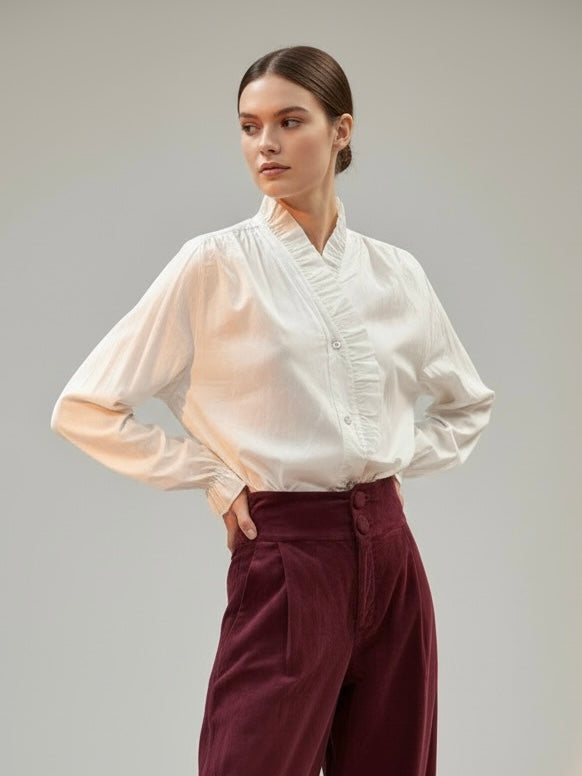 Camisa Blanca Volante Central