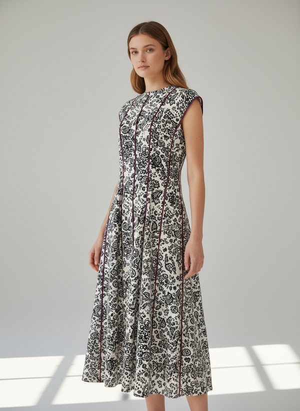 Vestido Diseño Floral Corte Estructurado