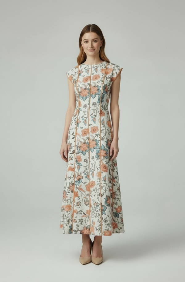 Vestido Diseño Floral Corte Estructurado