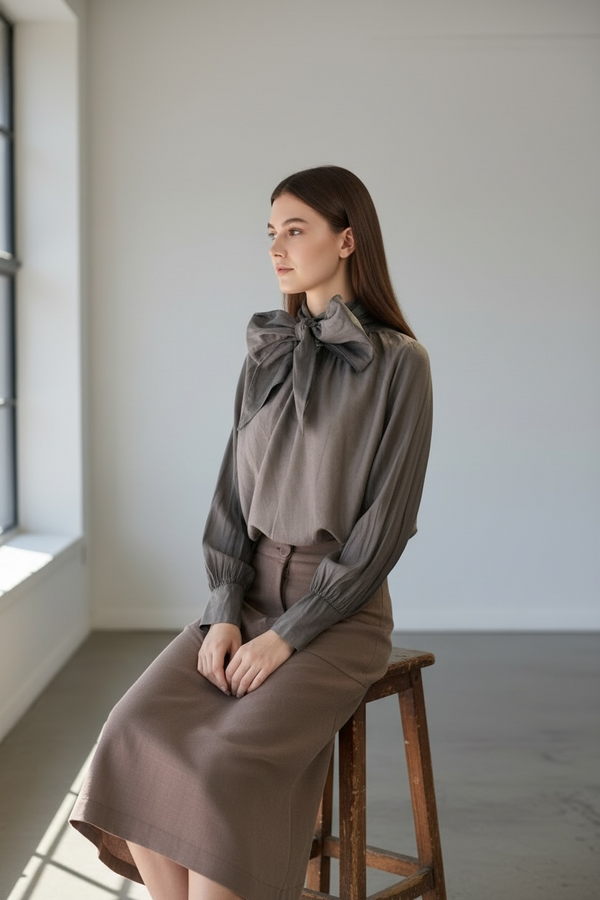 Blusa de gasa con Lazo