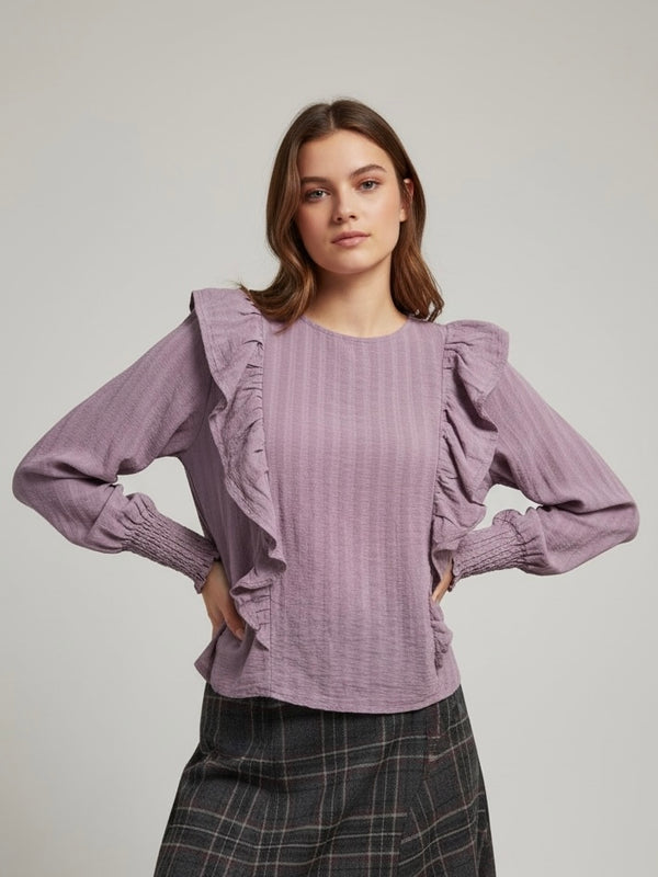 Blusa “Aria” con vuelo y volantes