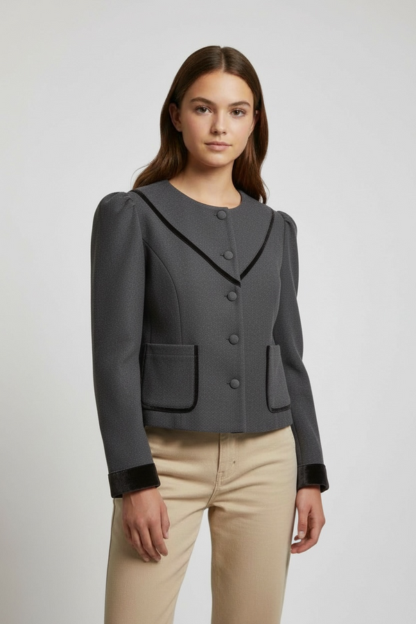 Chaqueta Blazer Terciopelo Dolly - Estilo Vintage Cropped