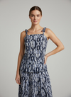 Vestido largo estampado Ikat tirantes lazo