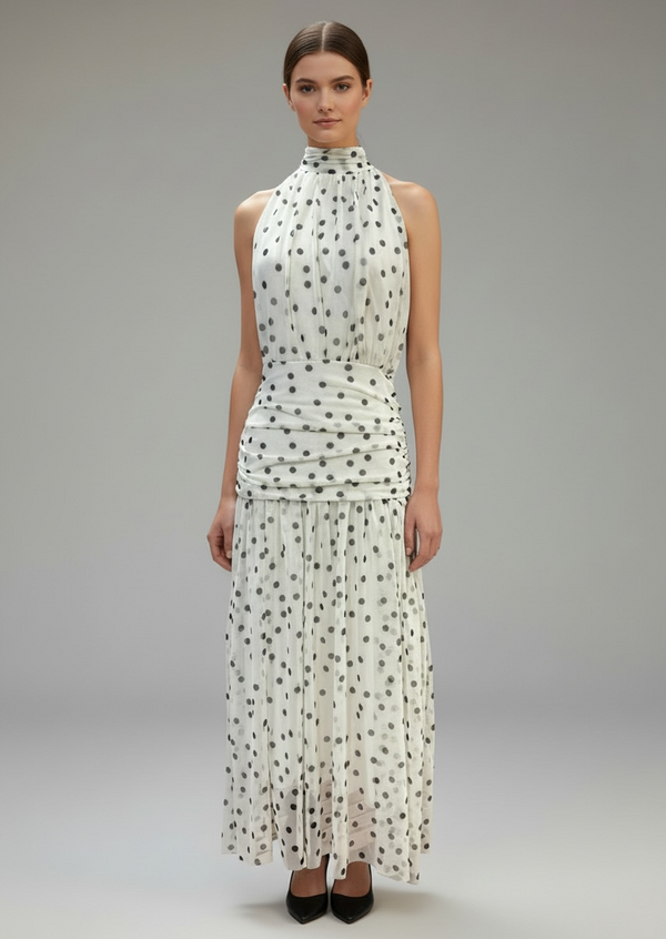 Vestido Lunares con Drapeado
