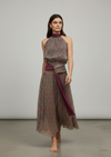 Vestido largo con lazada en cintura