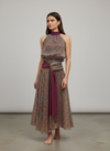 Vestido largo con lazada en cintura
