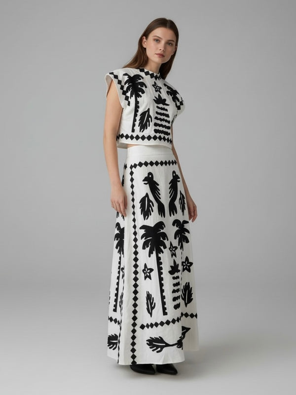 Conjunto estampado tropical largo