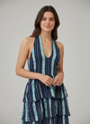 Vestido midi capas rayas azul con tirantes multiposición