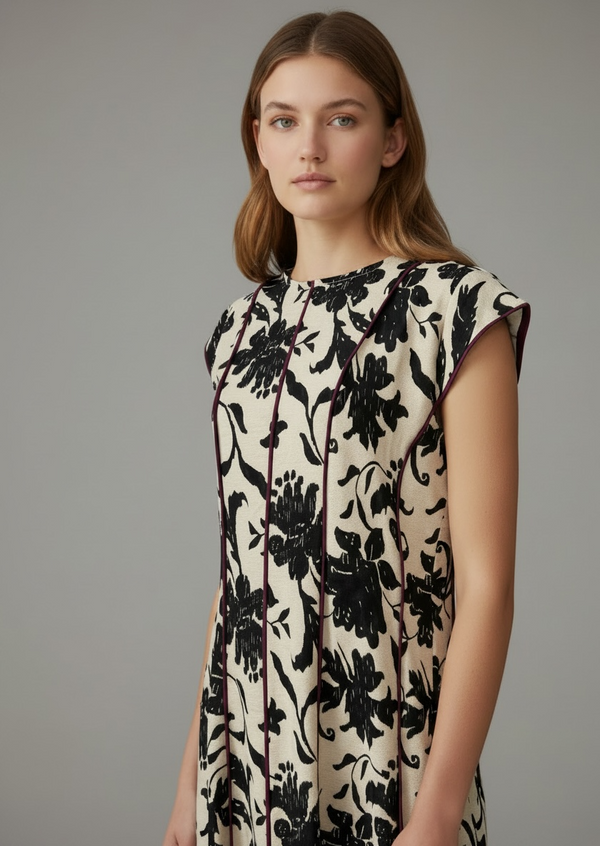 Vestido Diseño Floral Corte Estructurado