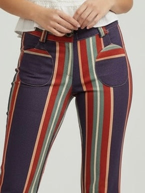 Pantalón rayas bolsillo redondo