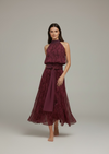 Vestido largo con lazada en cintura
