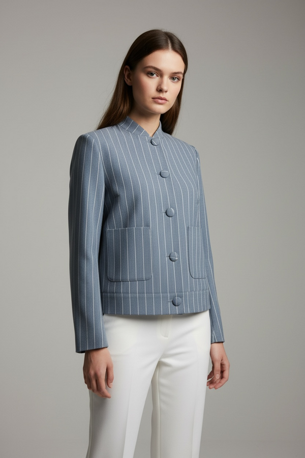 Chaqueta Raya Diplomática Cuello Mao