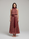 Vestido largo con lazada en cintura
