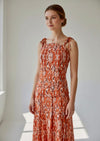 Vestido largo estampado Ikat tirantes lazo