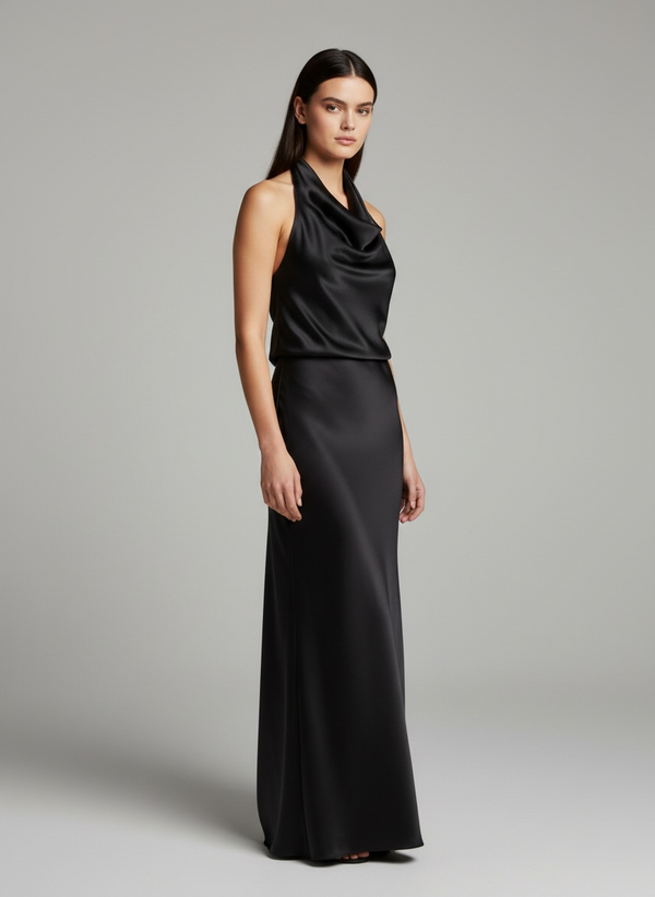 Conjunto Satén Cowl Halter