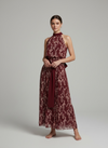 Vestido largo con lazada en cintura