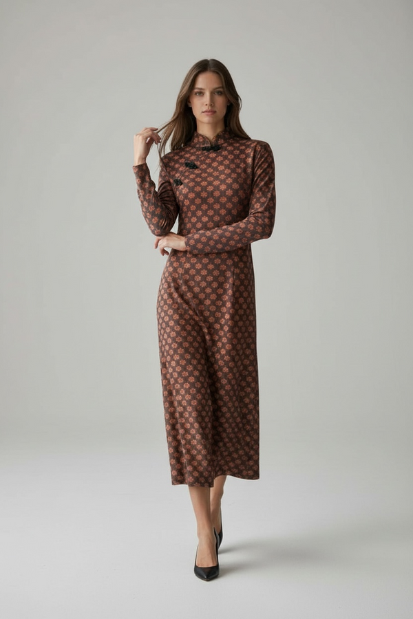 Vestido “Hanoi” de inspiración Oriental con Estampado Floral